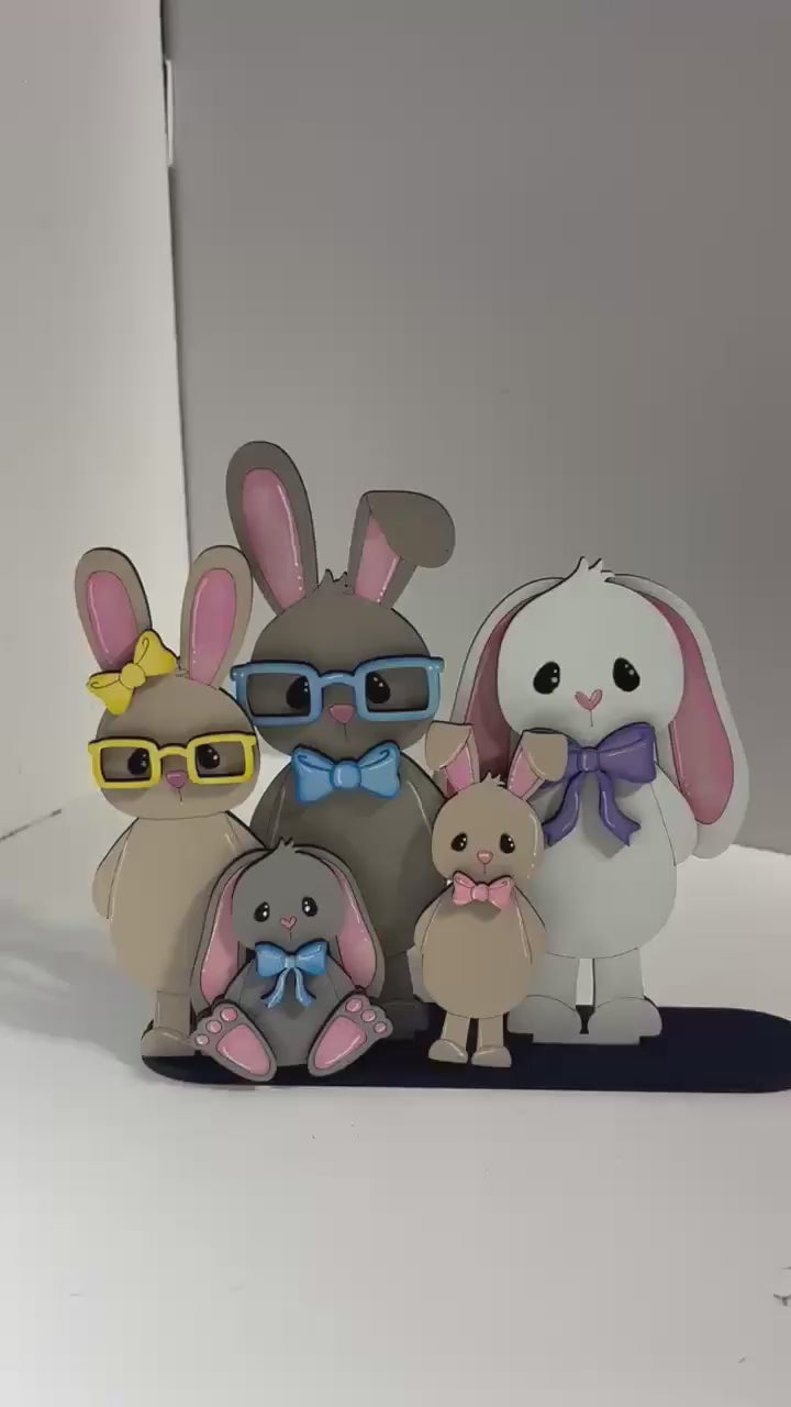 DIY Custom Bunny Family – Personalized Easter Shelf Sitters – Unfinished Wood Kit – Build Your Own Family
