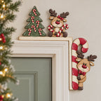 Christmas Door Corner Hanger Decoration DIY Candy Cane Reindeer Paint Kit Christmas Frame Topper Wood Craft Kit