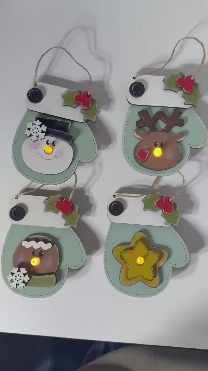 Mitten Tea Light Word Ornament Set