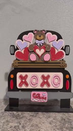 Interchangeable Farmhouse Valentine's Bear Truck Insert, DIY Truck Kit, Interchangeable Farmhouse Truck  DIY Kit