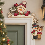 Christmas Door Corner Hanger Decoration DIY Snowman and Reindeer Paint Kit Christmas Frame Topper Wood Craft Kit