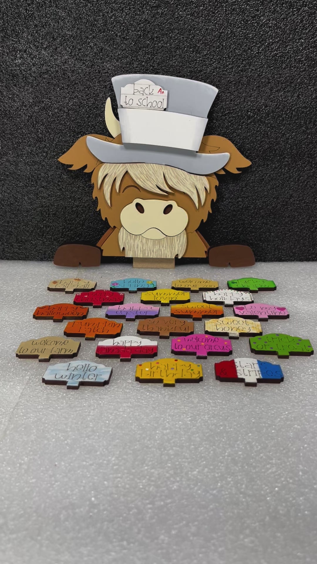Interchangeable Highland Cow Insert for Flower Basket,  Interchangeable Hats, DIY Wood Blanks
