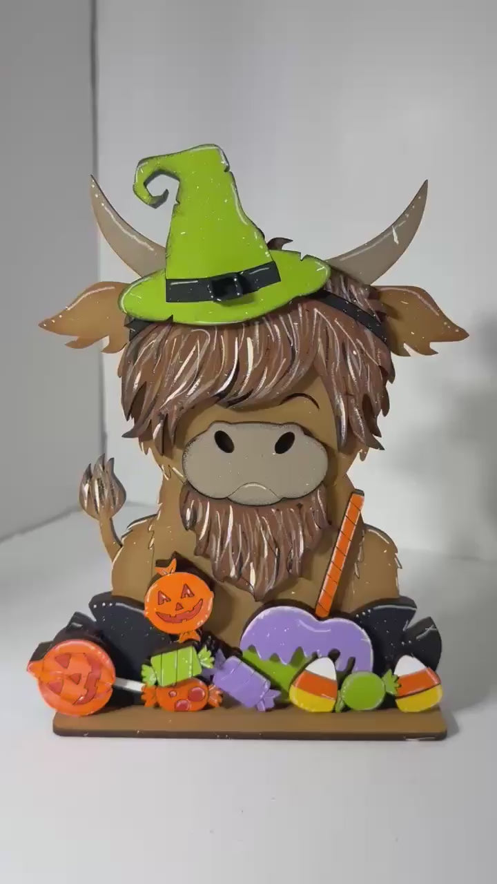 DIY Halloween Highland Cow Shelf Sitter | Wood Paint Kit
