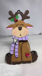 DIY Sitting Reindeer Ornament – Christmas Wood Paint Kit – Unfinished Holiday Craft