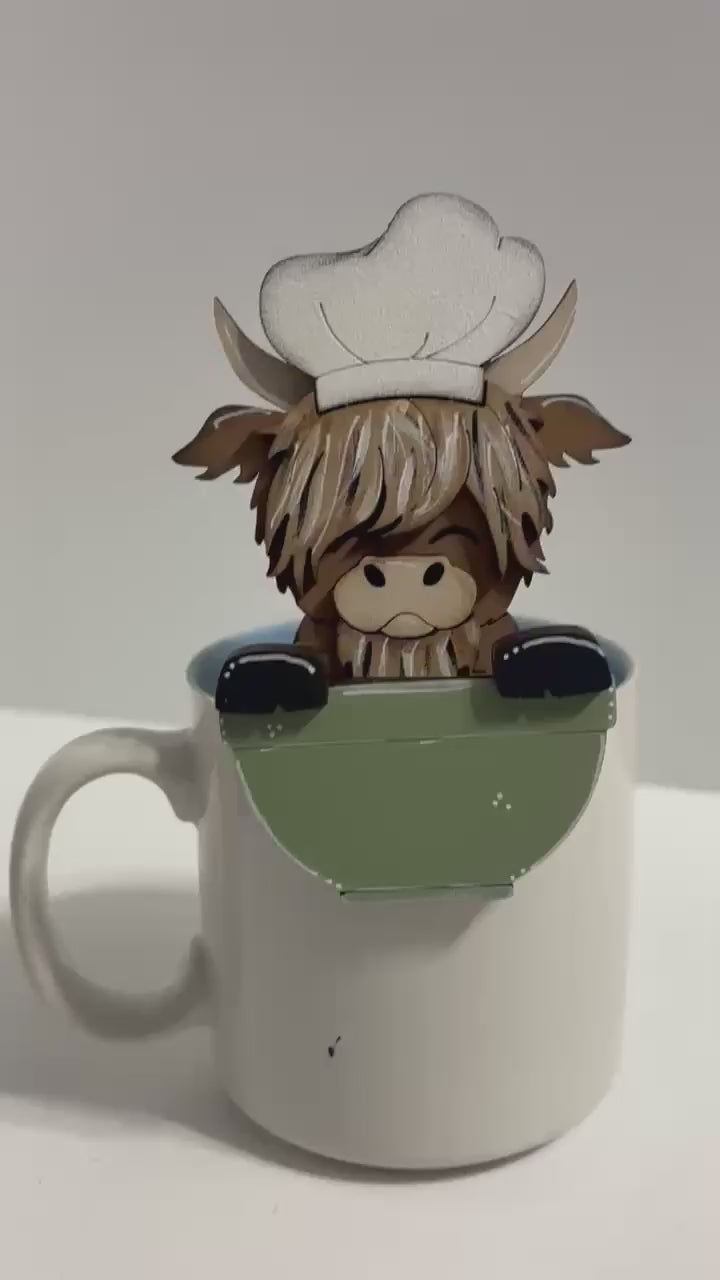 Adorable Mug Hugger | Baking Highlands  | Chefs | Perfect Gift Topper for Mugs, Plants, and More!
