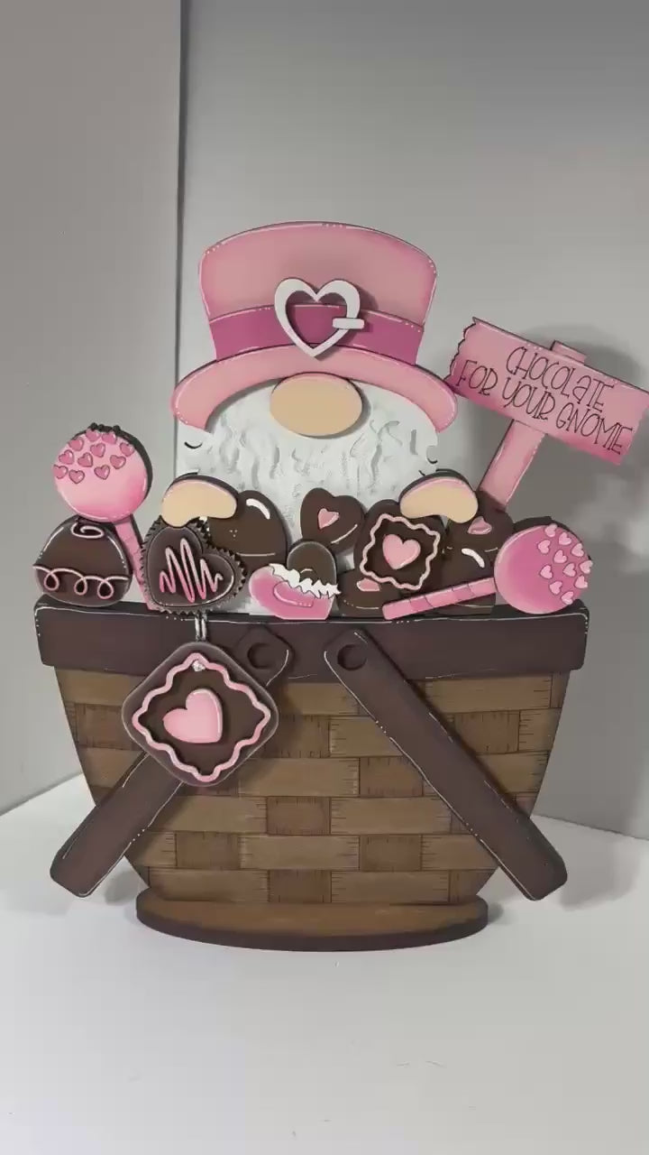 Valentine Chocolate Gnome Insert for the flower Basket DIY Kit, Love the Gnome Your With