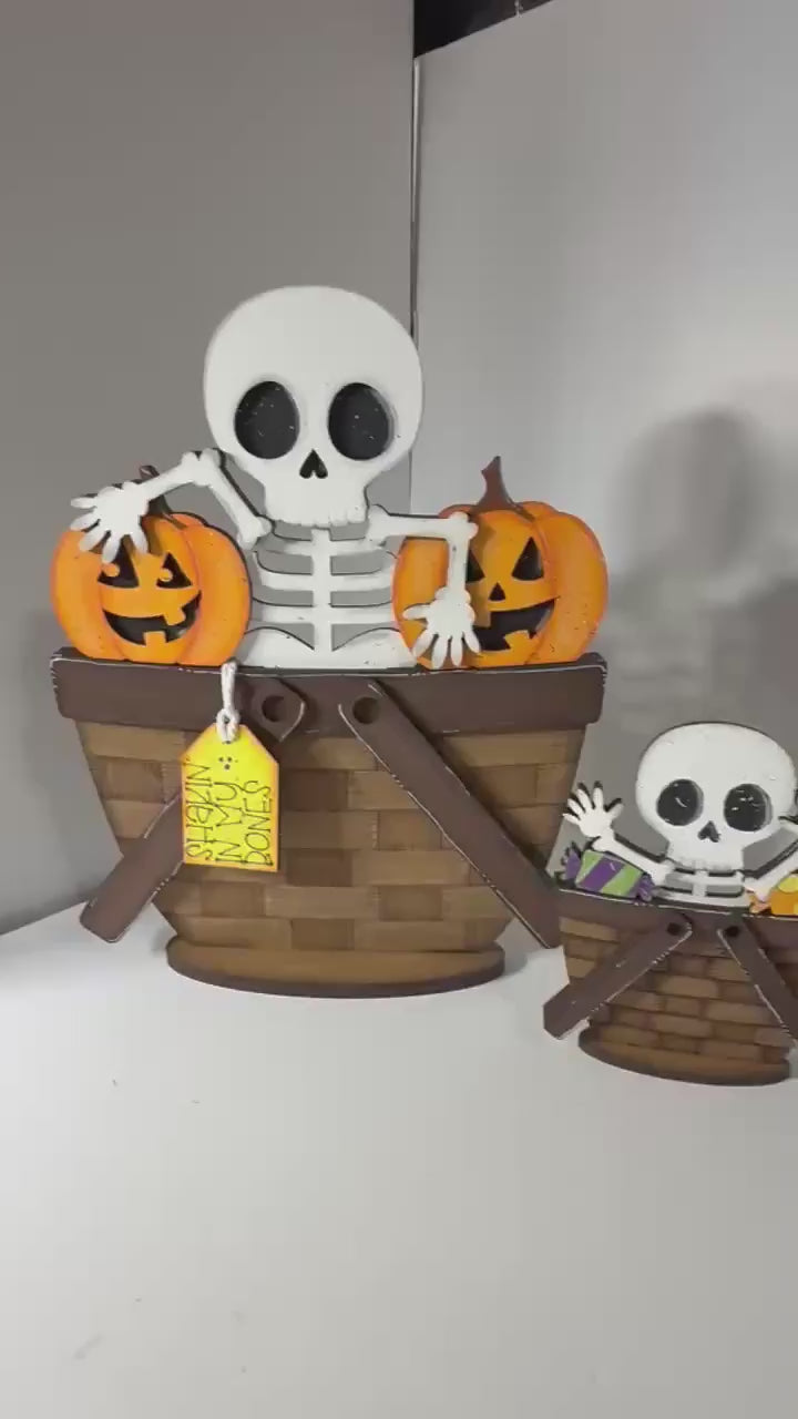 Cute Skeleton Insert for the Flower Basket,  Interchangeable DIY Wood Paint Kit