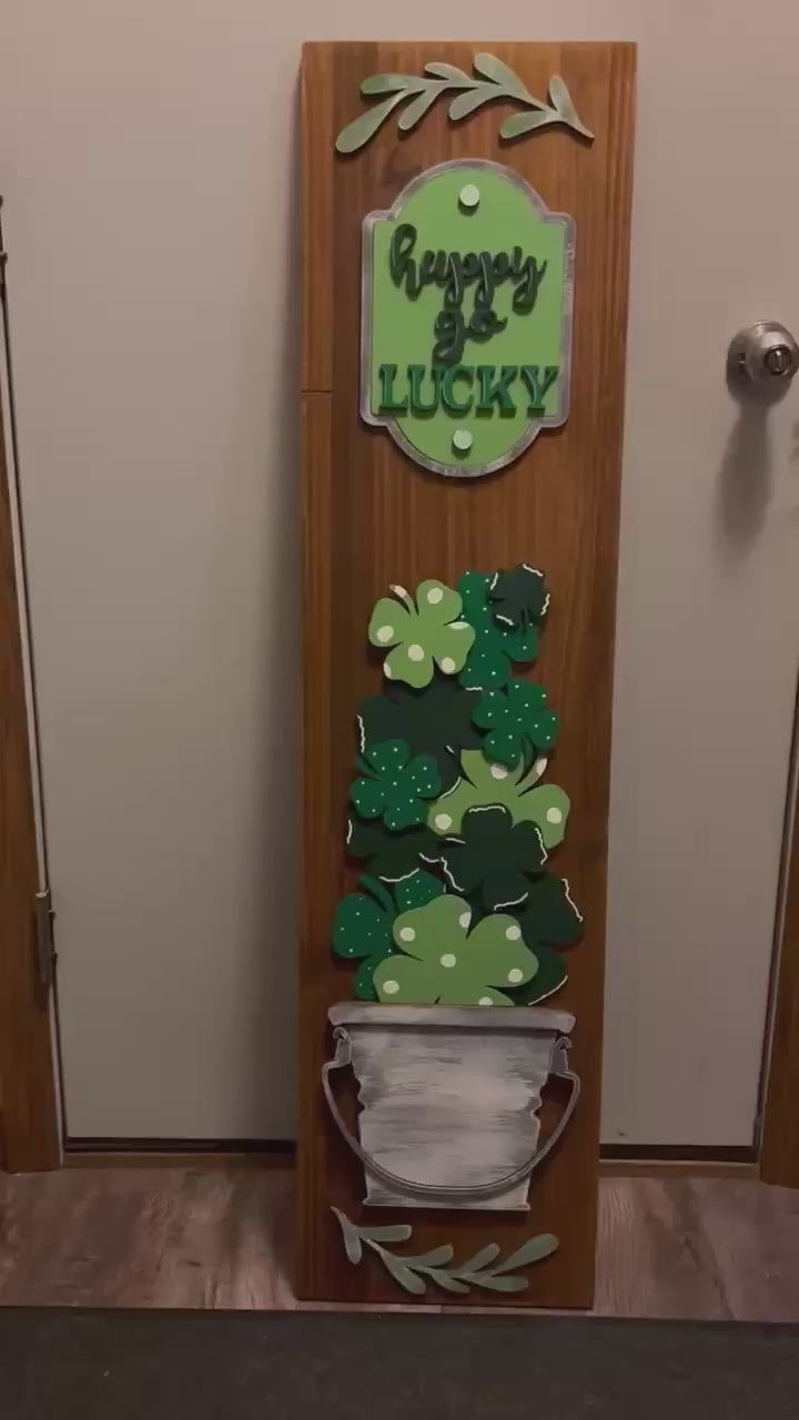Interchangeable DIY Porch Leaner Insert – St Patrick's Insert - Happy Go Lucky Insert Set – Wood Paint Kit