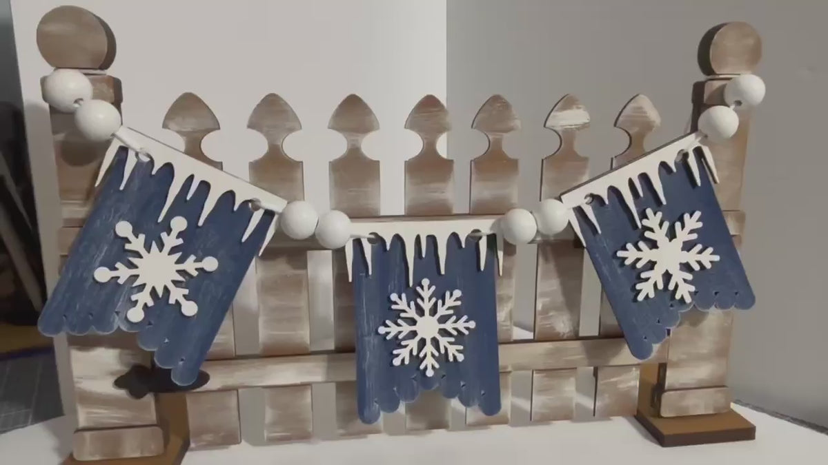 Interchangeable Snowflake Mini Banners for Picket Fence or Hello Sign