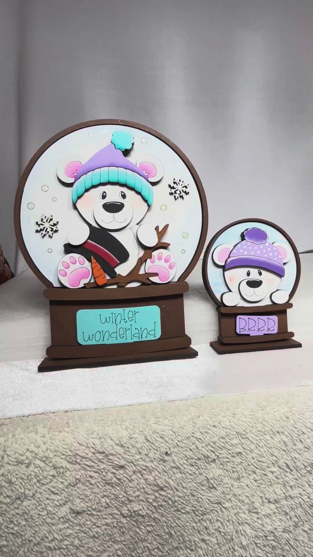 Winter Bear Snow Globe Insert: DIY Wood Paint Kit