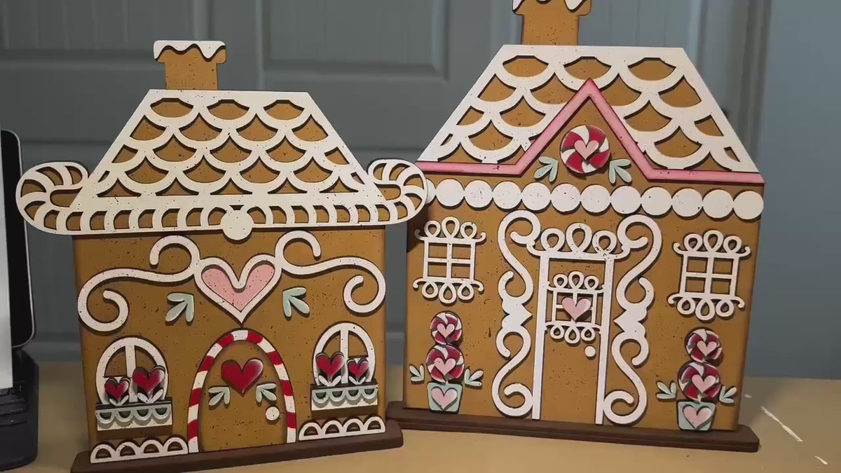 DIY Gingerbread Houses Shelf Sitter -  Christmas Wood Paint Kit, Gingerbread Christmas Collection