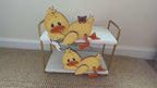 Spring Duck with Daisy Shelf Sitter DIY Wood Paint Kit | Farmhouse Tiered Tray Decor Hanging Duck Sign