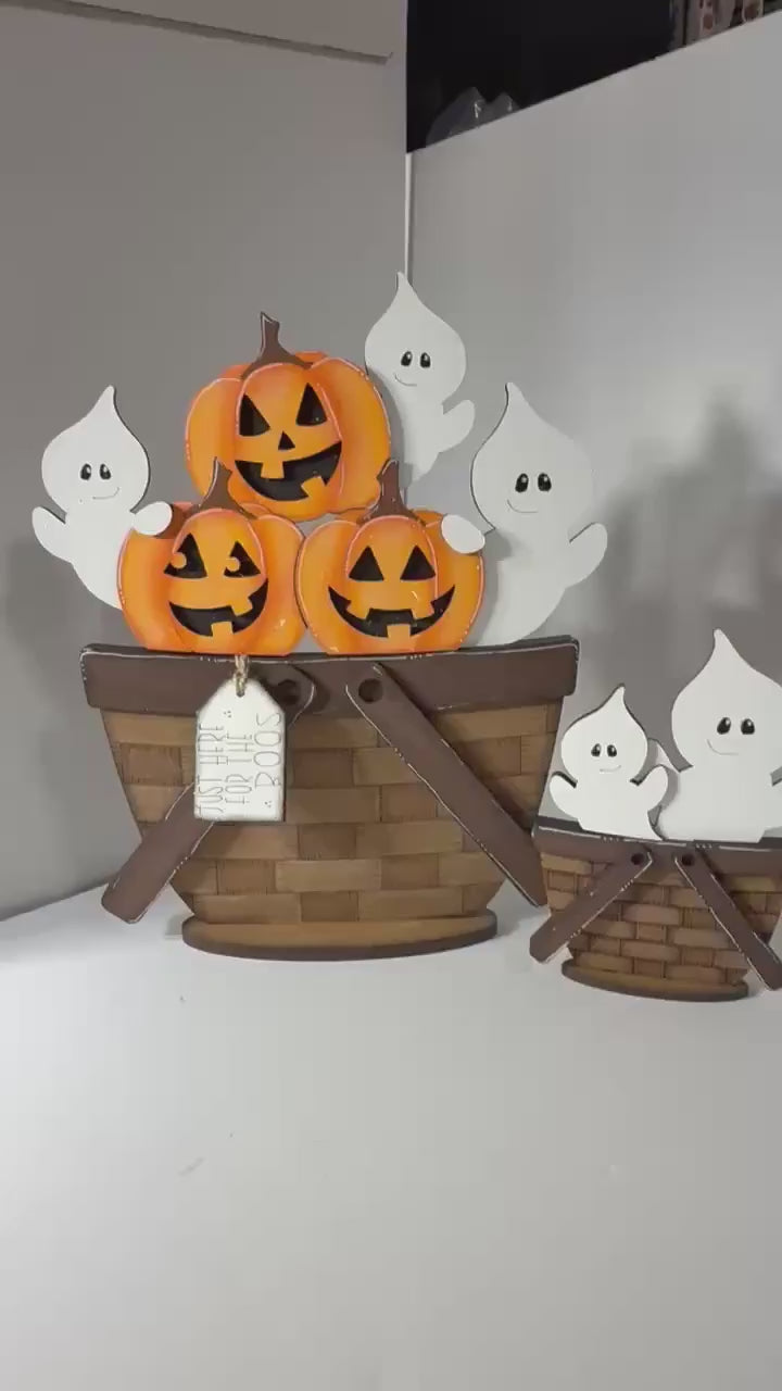 Cute Halloween Ghost Insert for the Flower Basket,  Interchangeable DIY Wood Paint Kit