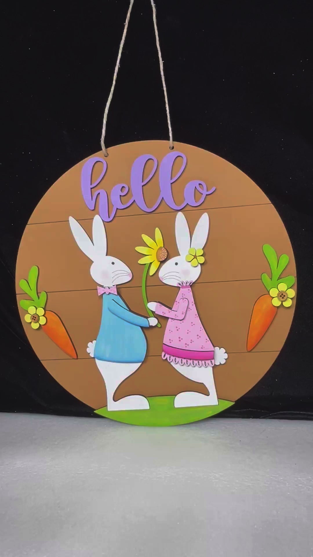 Hello Spring Bunnies DIY Door Hanger - Wood Blanks for Crafting