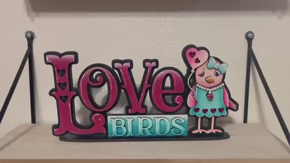 Love Birds Shelf Sitter, Standing Sign,  Wood Paint Kit