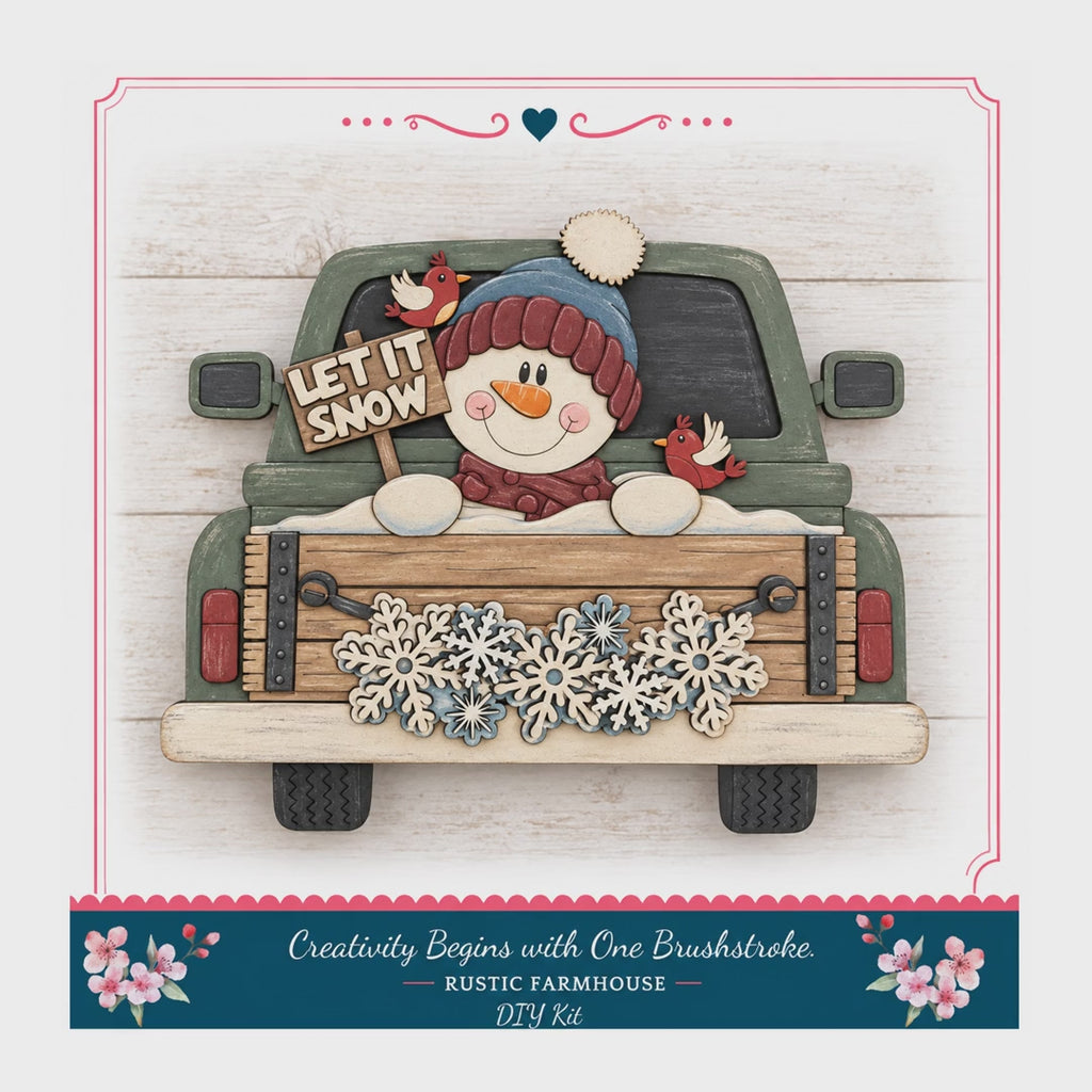 Farmhouse Truck Door Sign, DIY Paint Kit 14 x 11 In Unfinished Wood