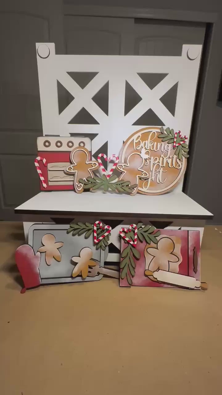 Gingerbread Baking Spirits Bright Tiered Tray Set - DIY Wood Paint Kit
