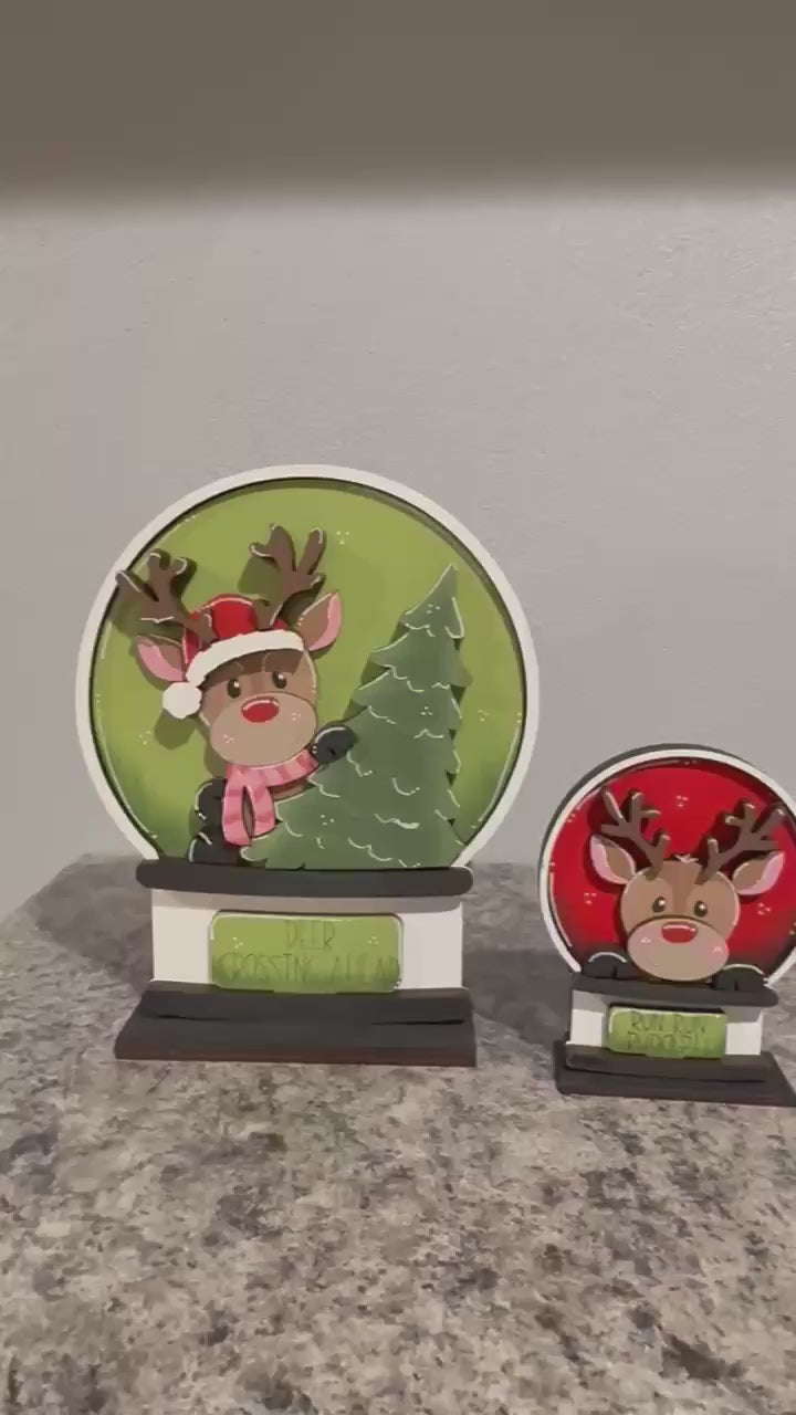 Reindeer Christmas Snow Globe Insert: DIY Wood Paint Kit