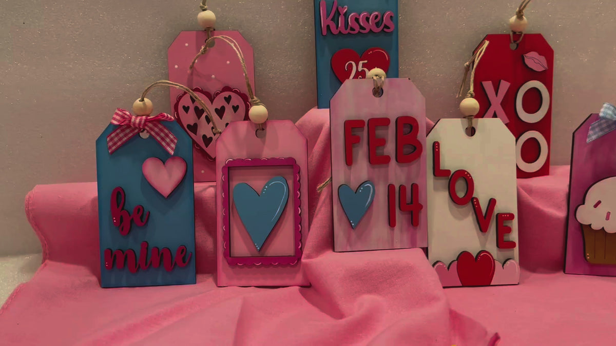 Vantine's Day Gift Basket Tags, Unfinished DIY Wood Kit, Blanks to Decorate Home Decor