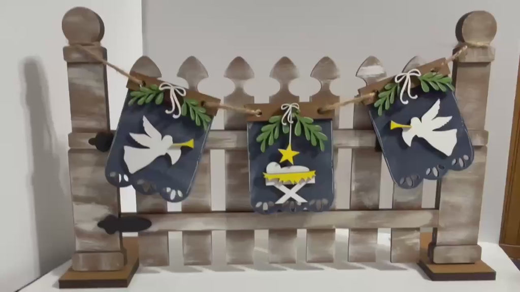 Interchangeable Christmas Nativity Mini Banner Set - DIY Wood Paint Kit -  Mini Banners for Picket Fence or Hello Sign