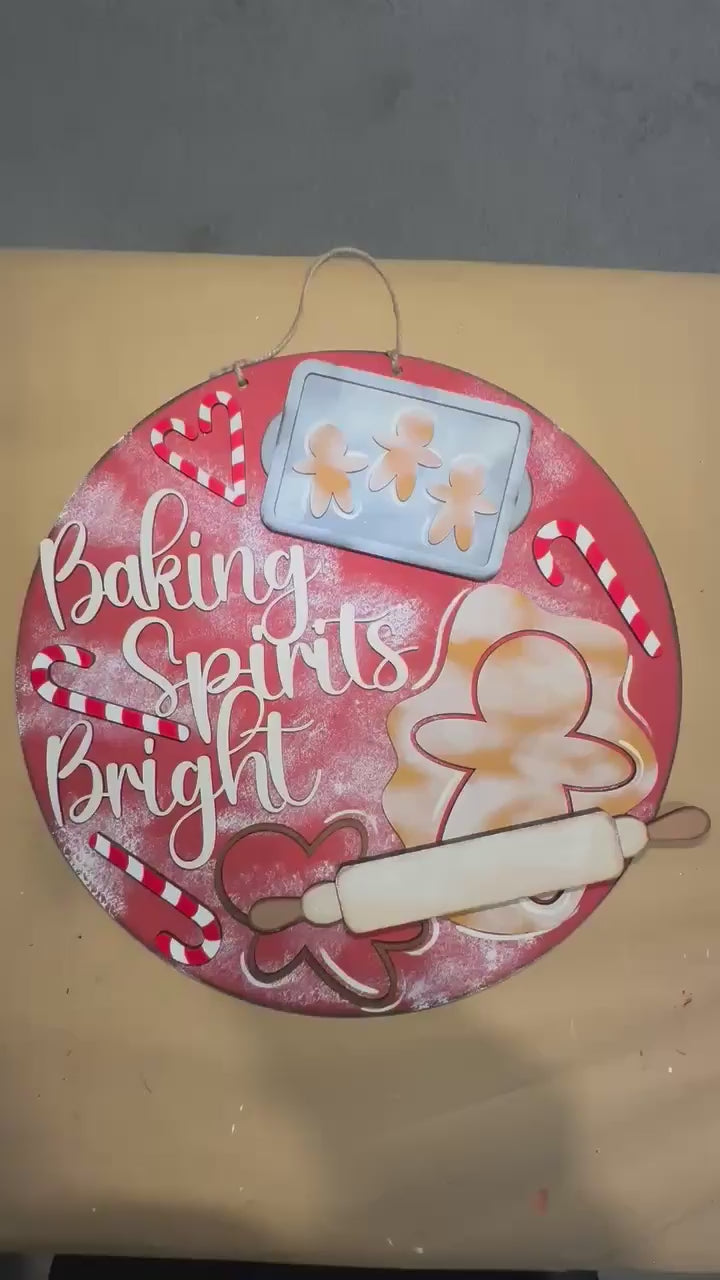 DIY "Baking Spirits Bright" Door Hanger