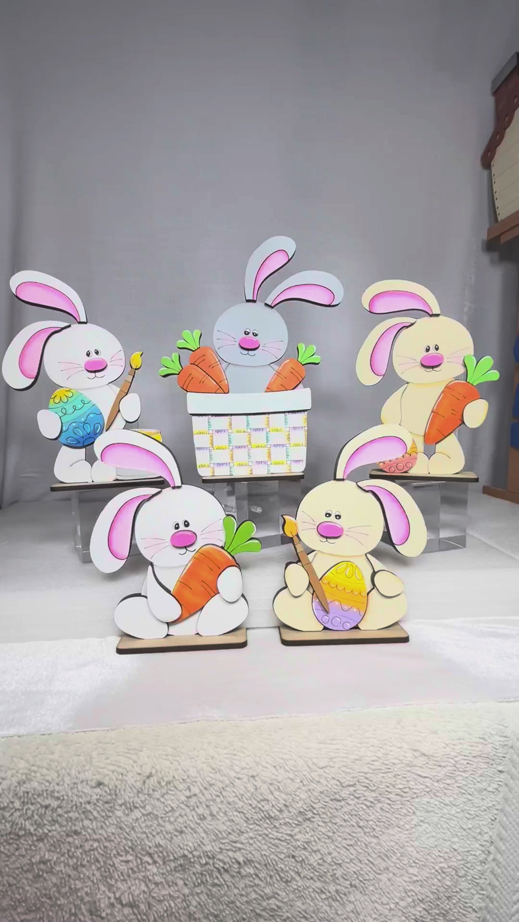 Floppy Easter Bunny DIY Shelf Sitter | Unfinished Wood Bunny Paint Kit | Spring Easter Decor