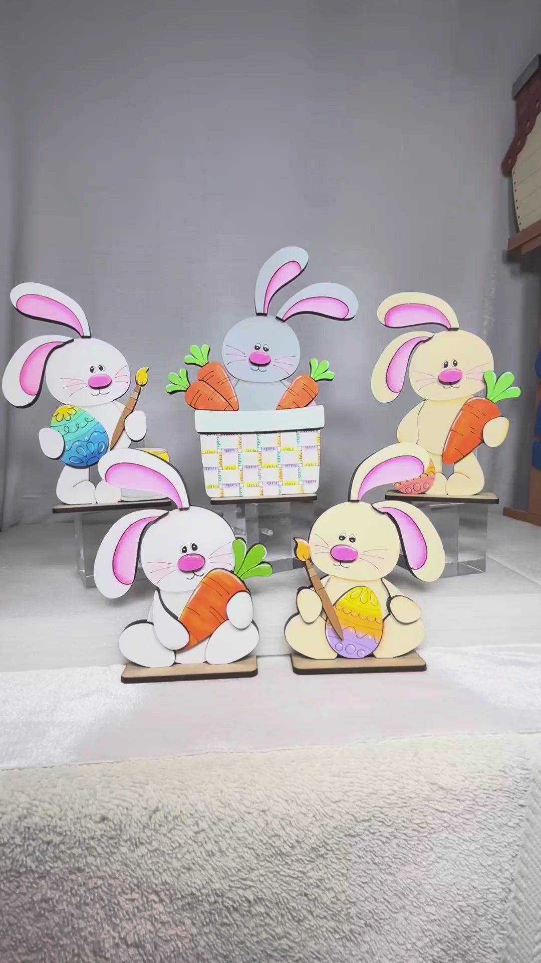 Floppy Easter Bunny DIY Shelf Sitter | Unfinished Wood Bunny Paint Kit | Spring Easter Decor