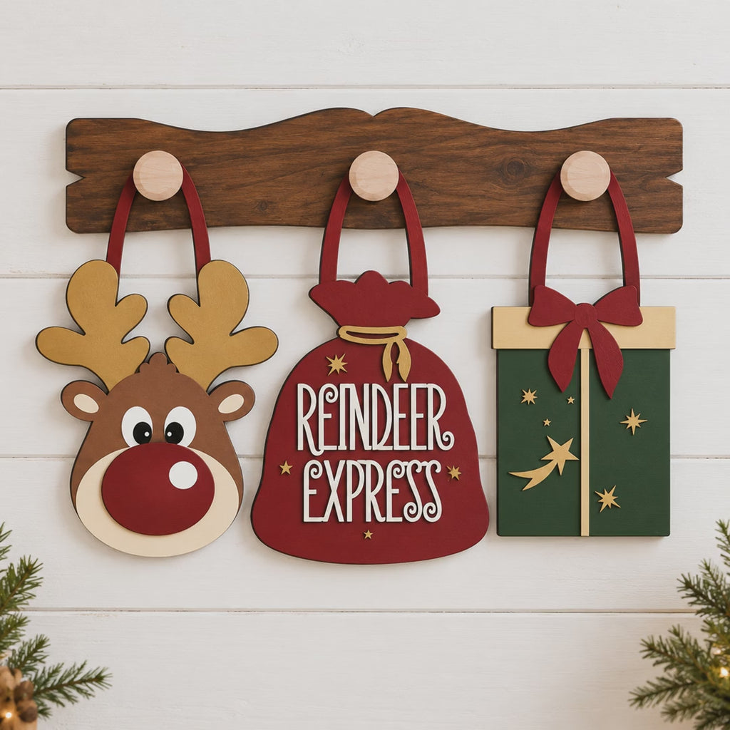 Christmas Pegboard Inserts Reindeer Express Interchangeable DIY Craft Kit