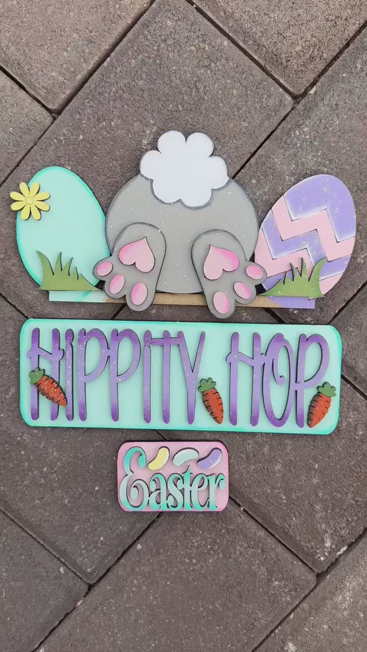 Interchangeable Farmhouse Hippitty Hop Bunny Butt Easter Insert,  Seasonal Truck