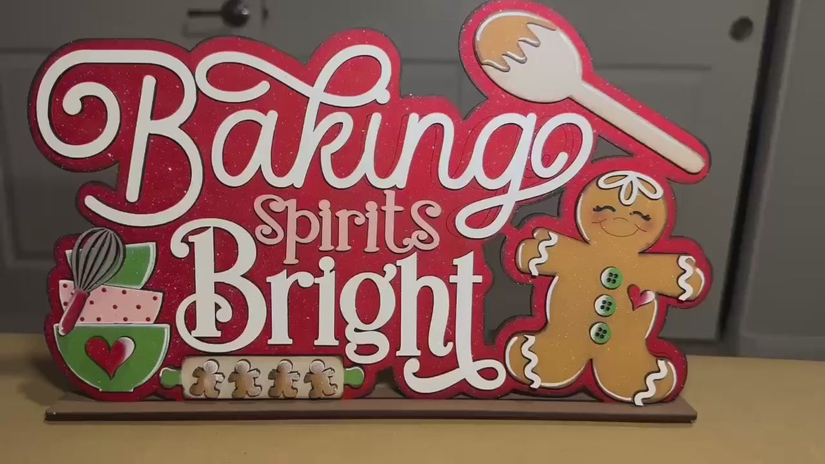 DIY Baking Spirits Bright Christmas Shelf Sitter, Wood Paint Kit