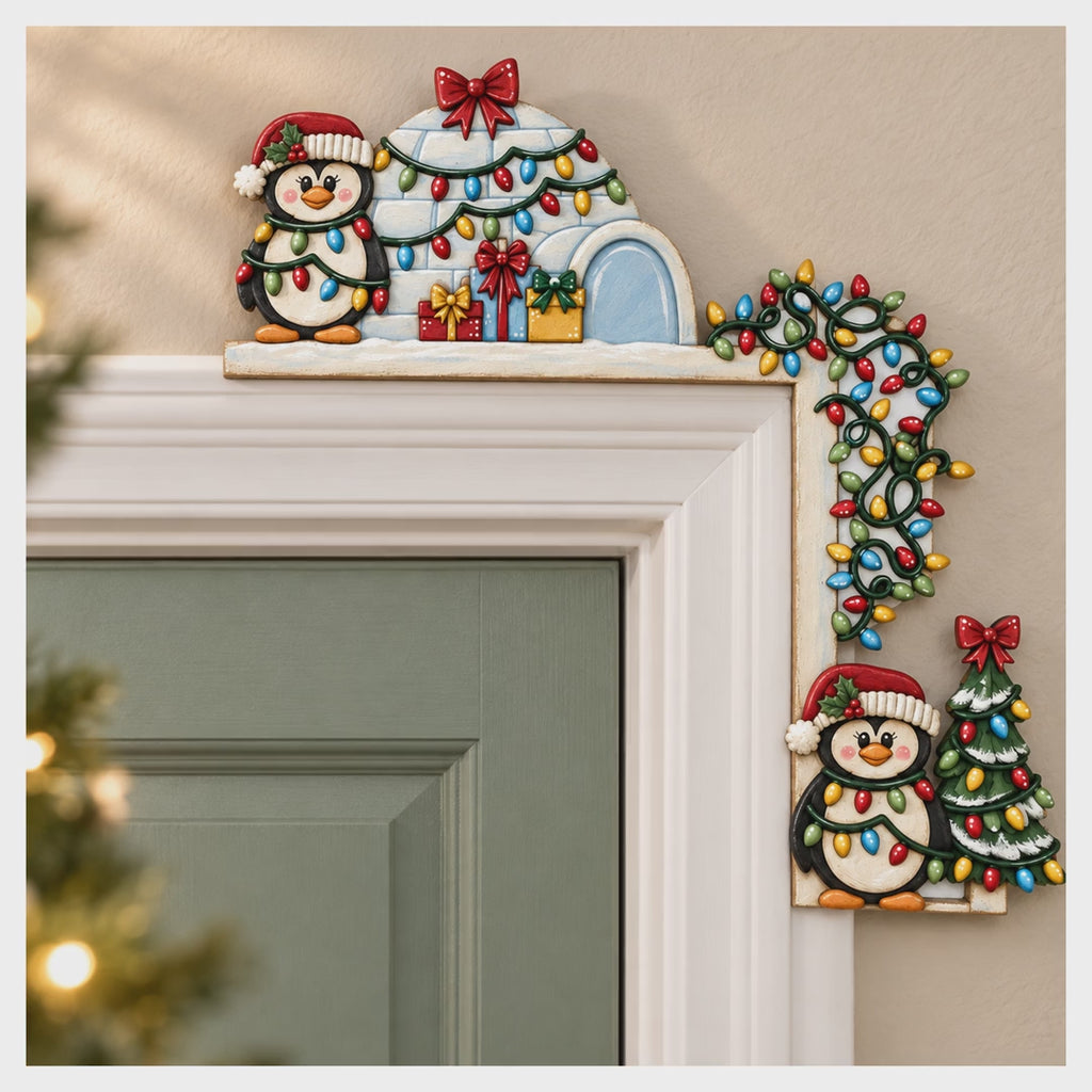 Christmas Door Corner Hanger Decoration DIY Penguin Paint Kit Christmas Frame Topper Wood Craft Kit