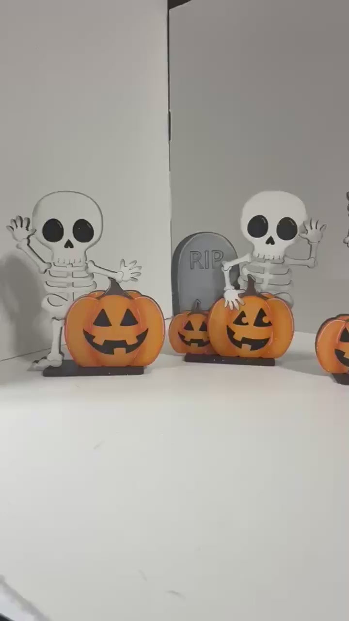 Halloween Cute Standing Skeleton Shelf Sitters – DIY Wood Paint Kit