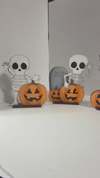 Halloween Cute Standing Skeleton Shelf Sitters – DIY Wood Paint Kit