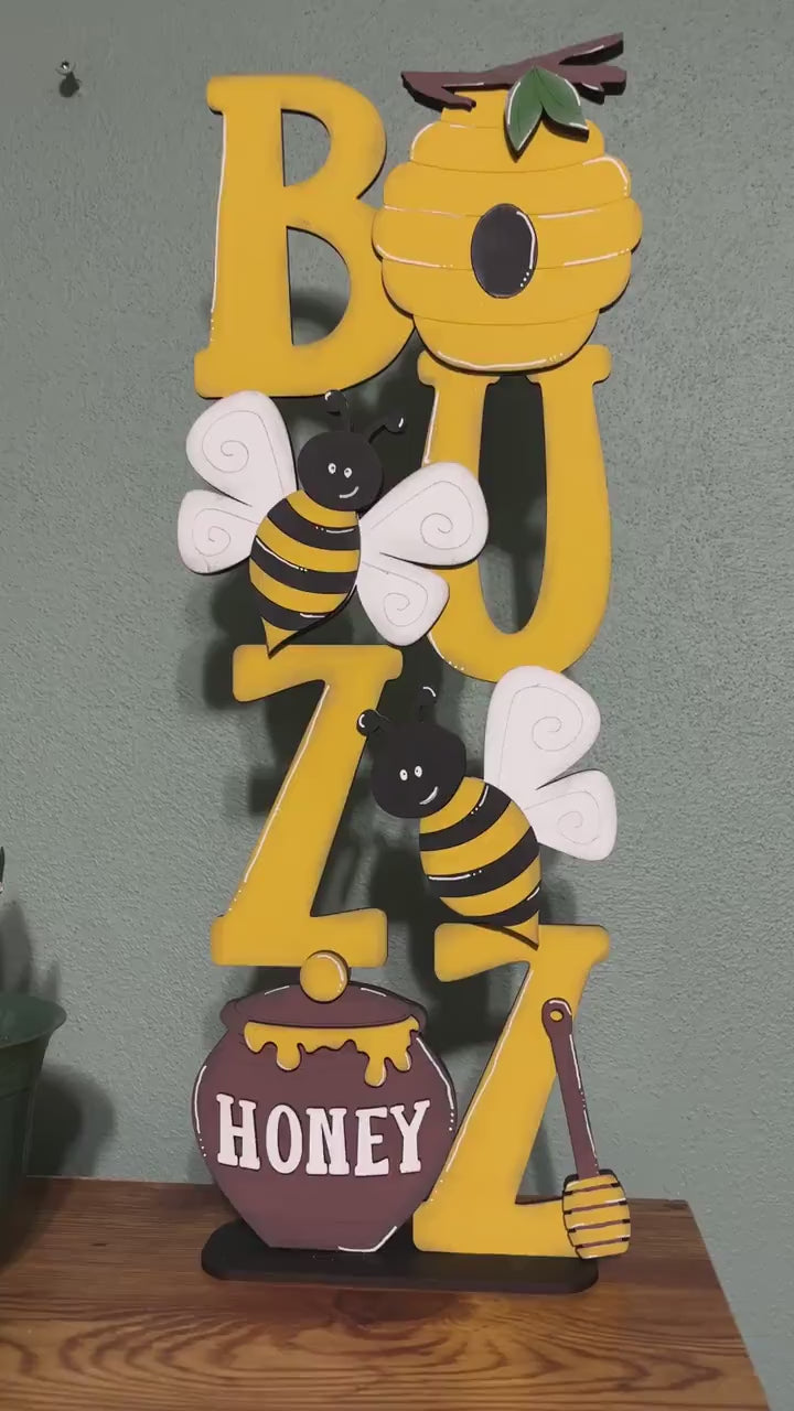 Buzz Stacked Bee Shelf Sitter Sign DIY Kit