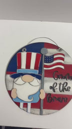 DIY Gnome of the Brave Door Hanger – Patriotic Summer Gnome Sign – 4th of July Wood Craft Kit – Unpainted Laser Cut Wood