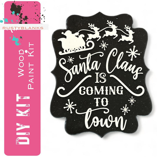 Santa Claus is Coming to Town Door Hanger- Christmas Door Hanger- DIY Decor - RusticFarmhouseDecor