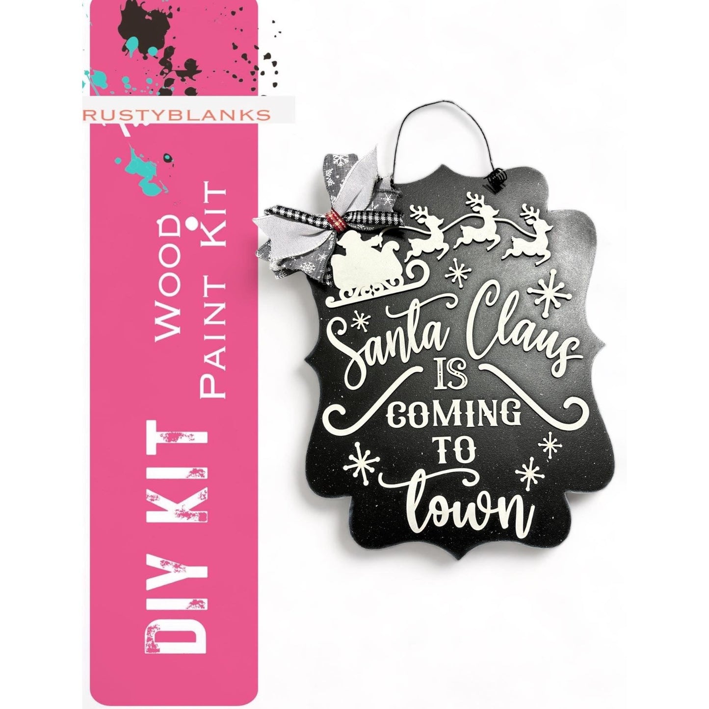 Santa Claus is Coming to Town Door Hanger- Christmas Door Hanger- DIY Decor - RusticFarmhouseDecor