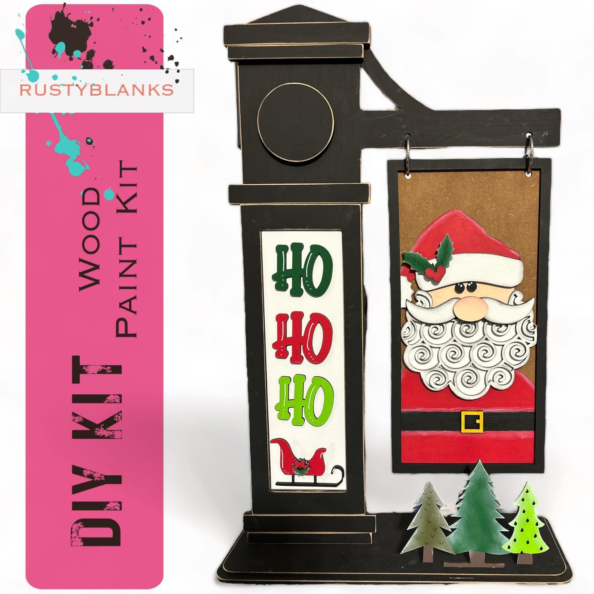 Santa Ho Ho Ho Interchangeable Signs with Trees Insert - Mini Interchangeable Posts - RusticFarmhouseDecor