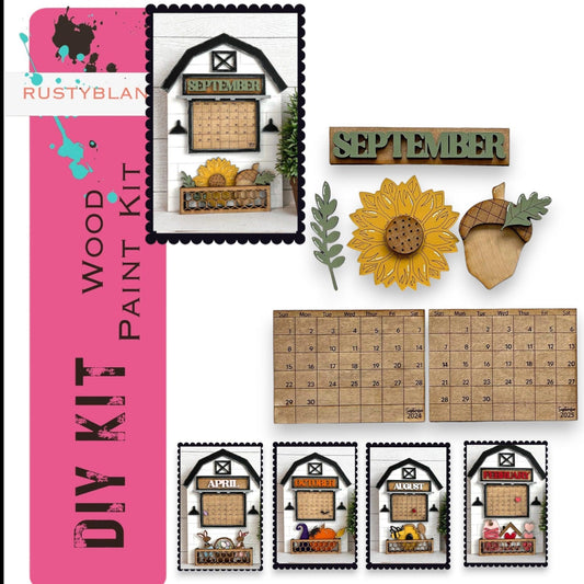 September 2024/25 Barn Calendar Insert Set, DIY Wood Banks, Interchangeable Calendar - RusticFarmhouseDecor