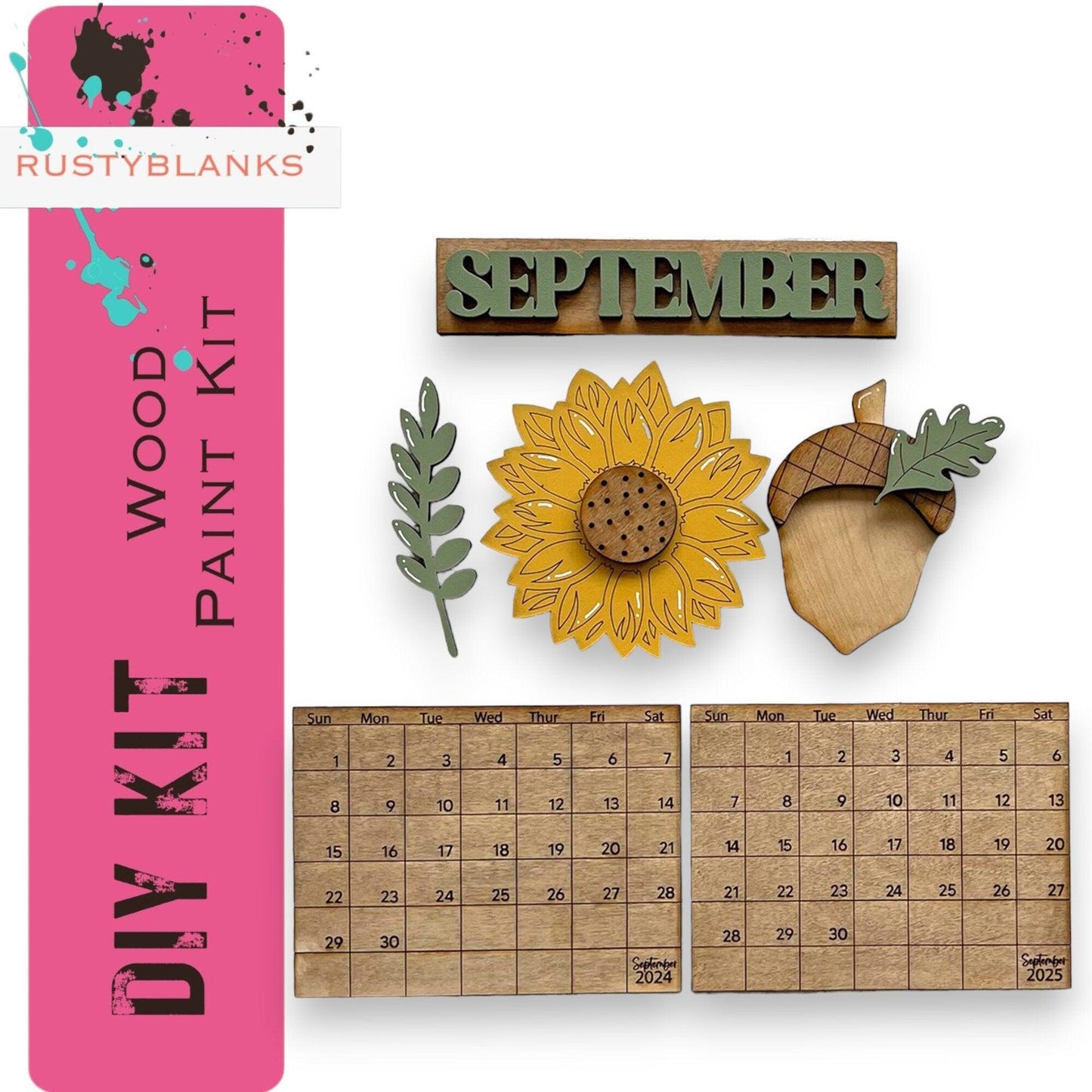 September 2024/25 Barn Calendar Insert Set, DIY Wood Banks, Interchangeable Calendar - RusticFarmhouseDecor