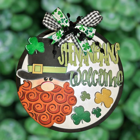SHENANIGANS WELCOME Door Hanger- St. Patrick's Day - Unfinished Wood - Wooden Blanks- Wooden Shapes - laser cut shape - Paint Party - RusticFarmhouseDecor
