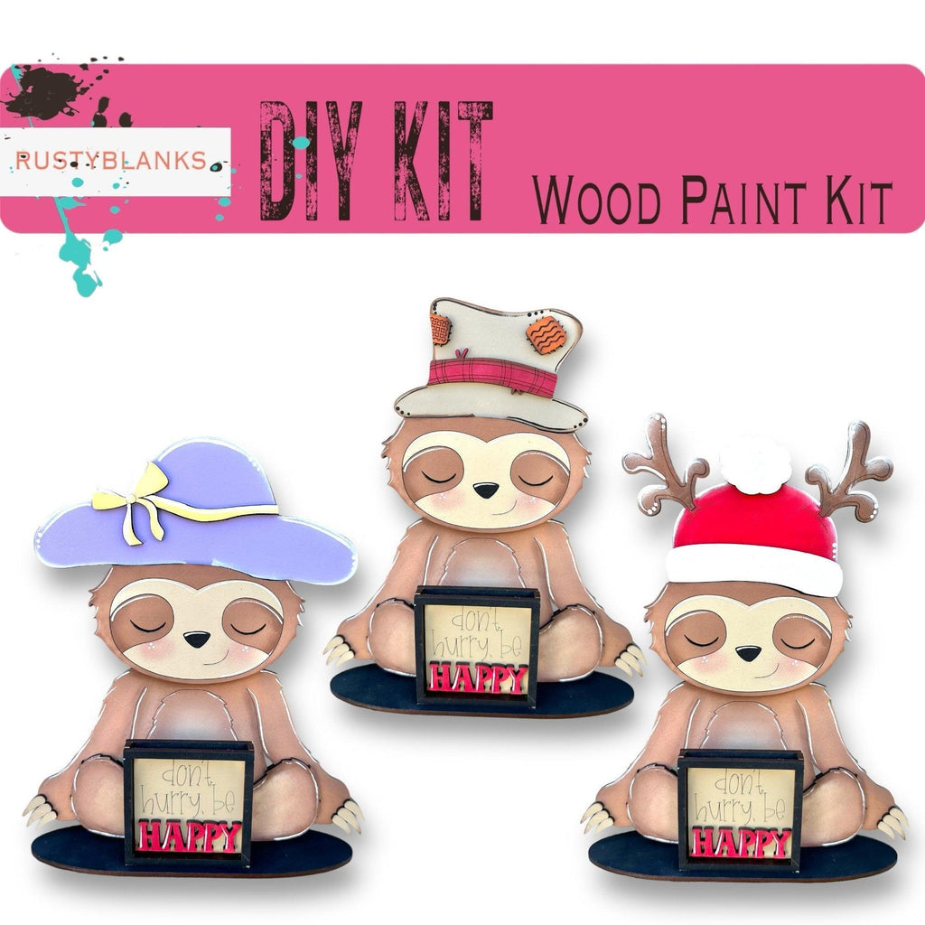 Sloth with 12 Interchangeable Seasonal Hats, Insert and tile holder, Season DIY Decor - RusticFarmhouseDecor