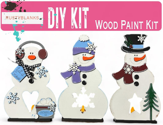 Snowman DIY Votive Set, Shelf Sitters, Christmas Decor - RusticFarmhouseDecor