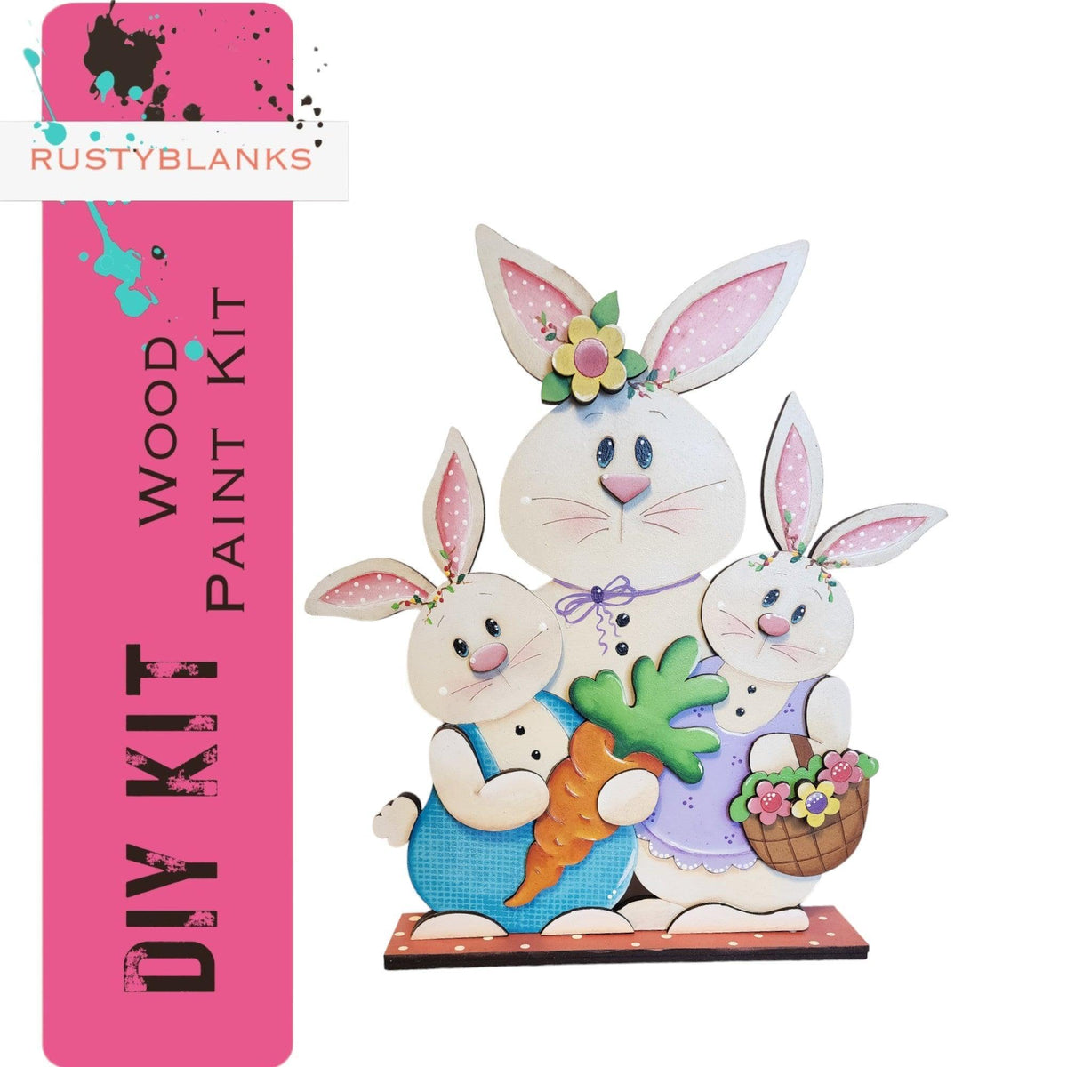 Spring Bunny Family DIY Shelf Sitter Craft - Great Gift for Mom - RusticFarmhouseDecor