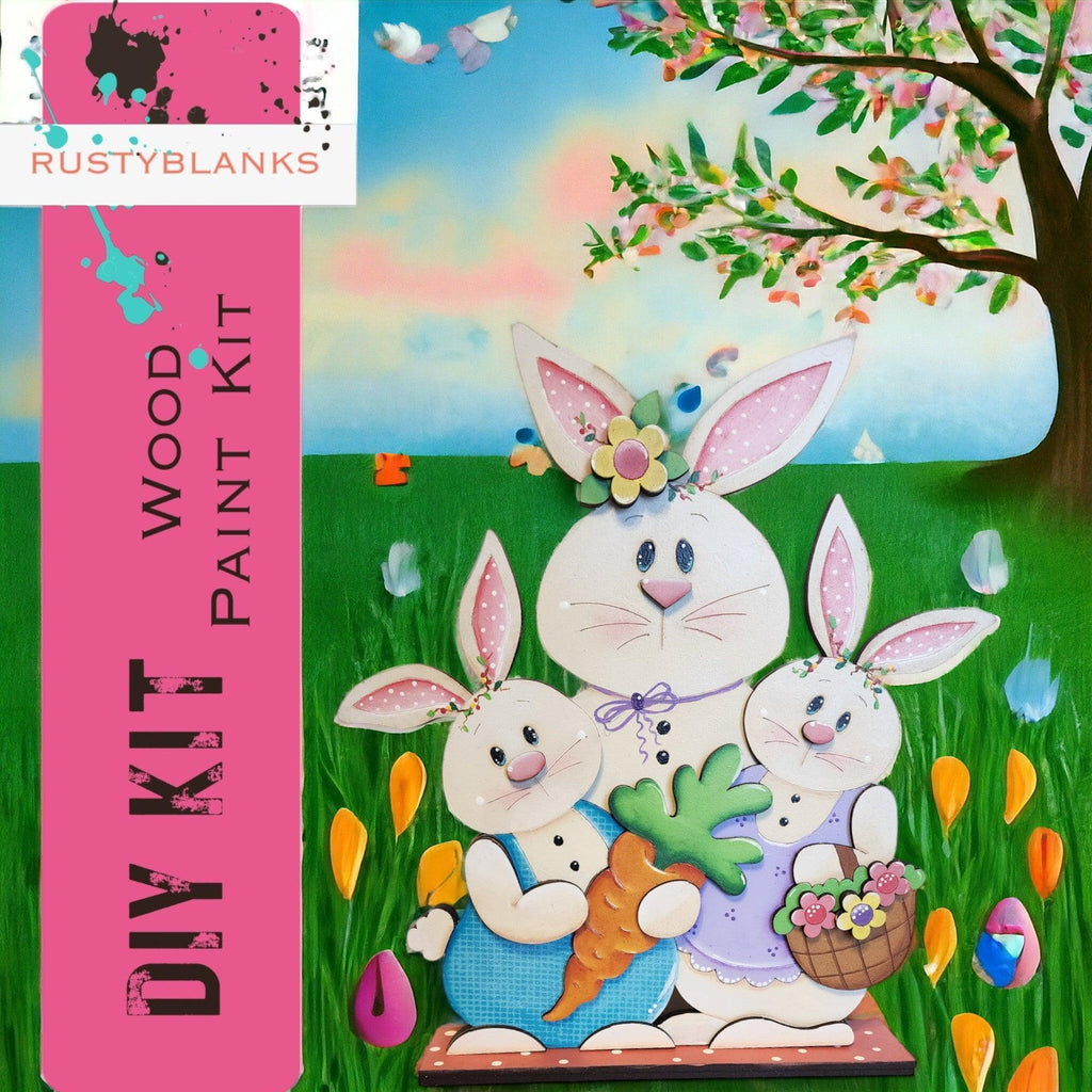 Spring Bunny Family DIY Shelf Sitter Craft - Great Gift for Mom - RusticFarmhouseDecor