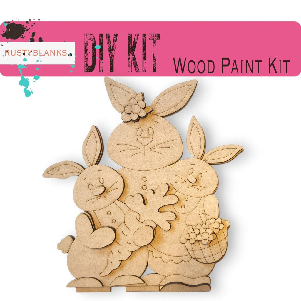 Spring Bunny Family DIY Shelf Sitter Craft - Great Gift for Mom - RusticFarmhouseDecor
