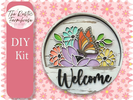 Spring Butterfly insert for Welcome sign, DIY Door decor, 11 inch Door hanger, DIY Interchangeable door hanger insert, Welcome Door Hanger - RusticFarmhouseDecor