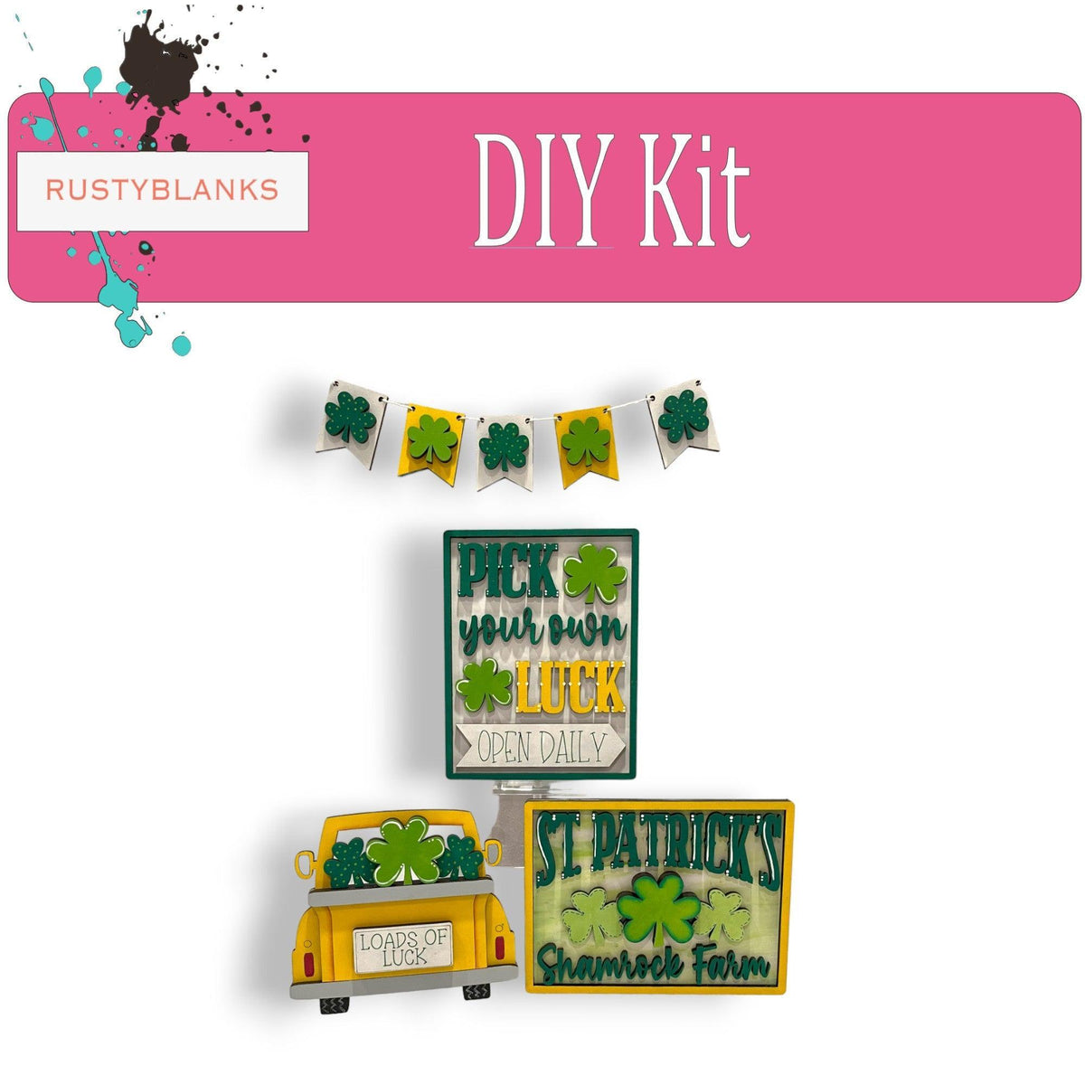 St. Patrick's Day Tiered Tray Set , DIY Tiered Tray, Shelf Sitter - RusticFarmhouseDecor