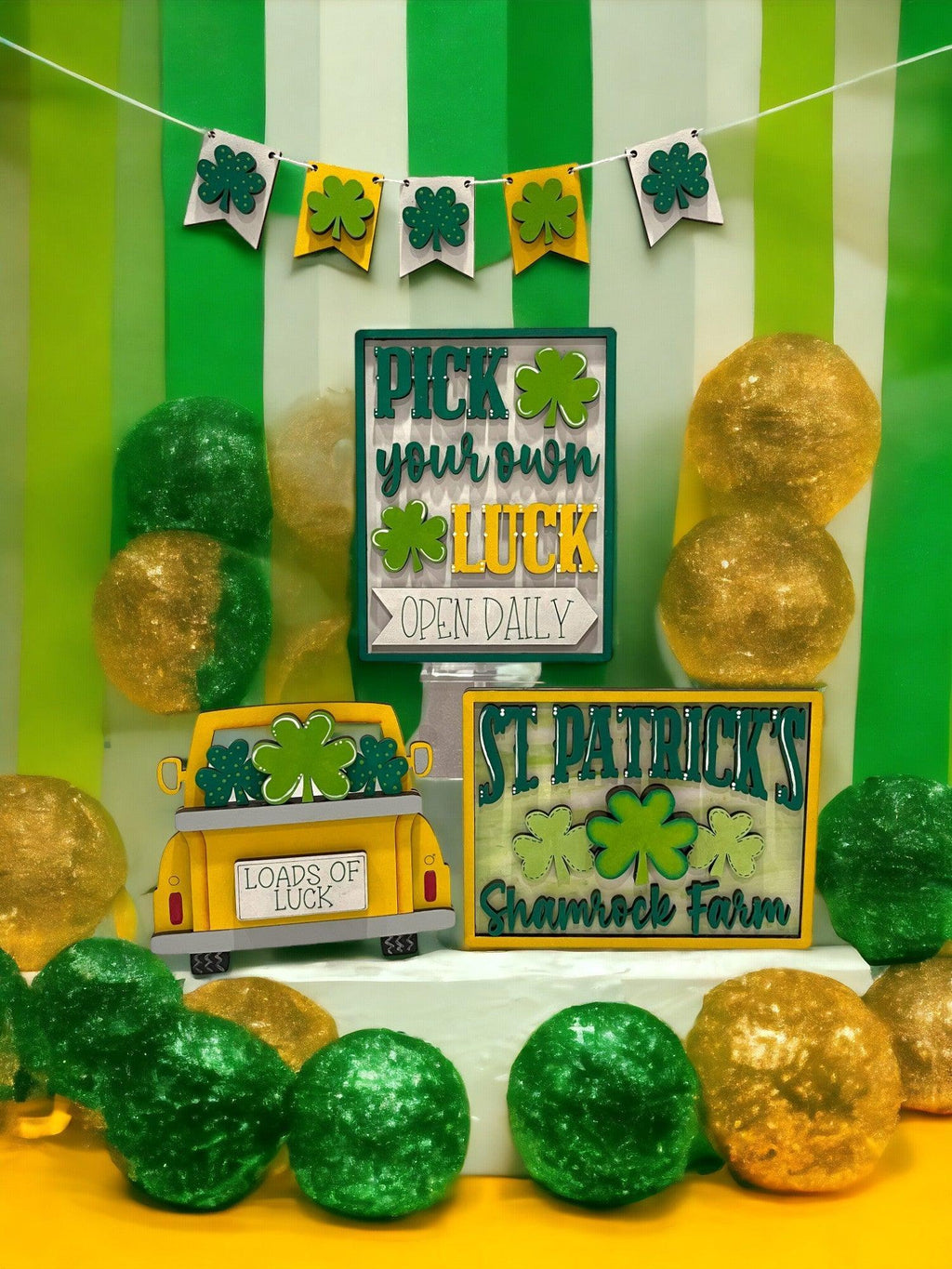 St. Patrick's Day Tiered Tray Set , DIY Tiered Tray, Shelf Sitter - RusticFarmhouseDecor