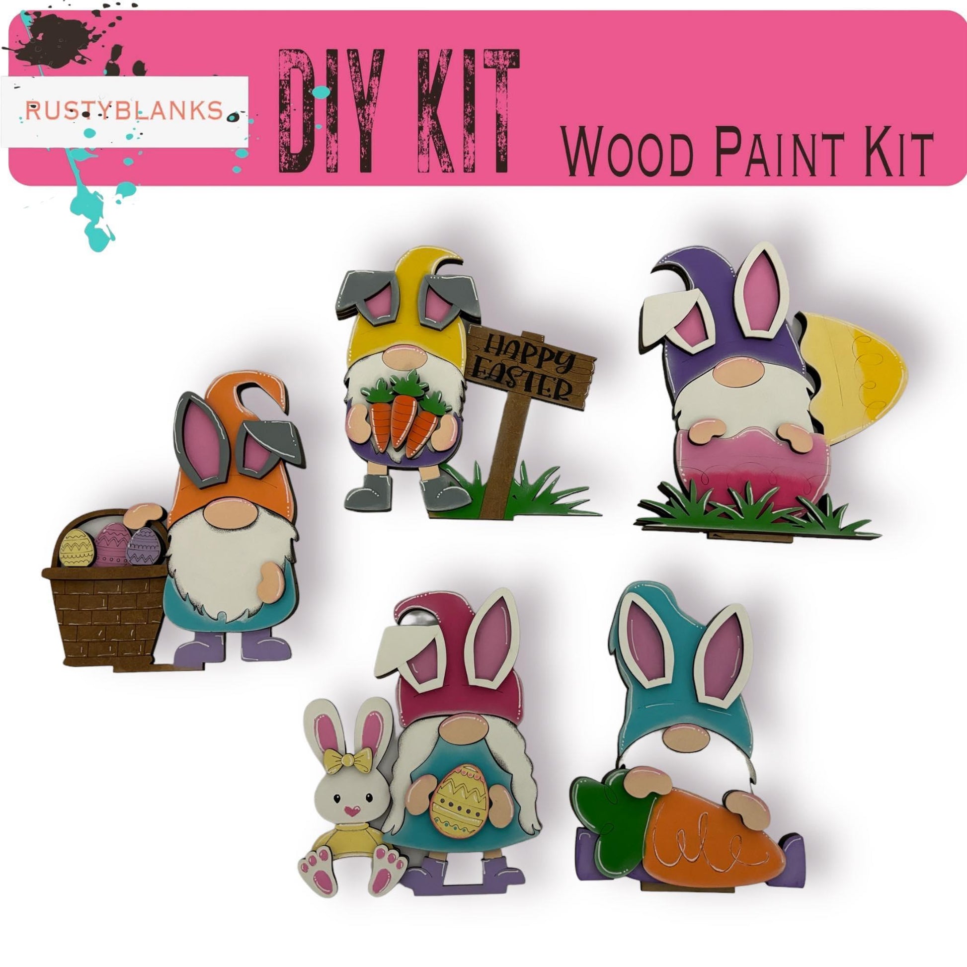 Standing Easter Bunny Gnomes - Set of 5 - RusticFarmhouseDecor